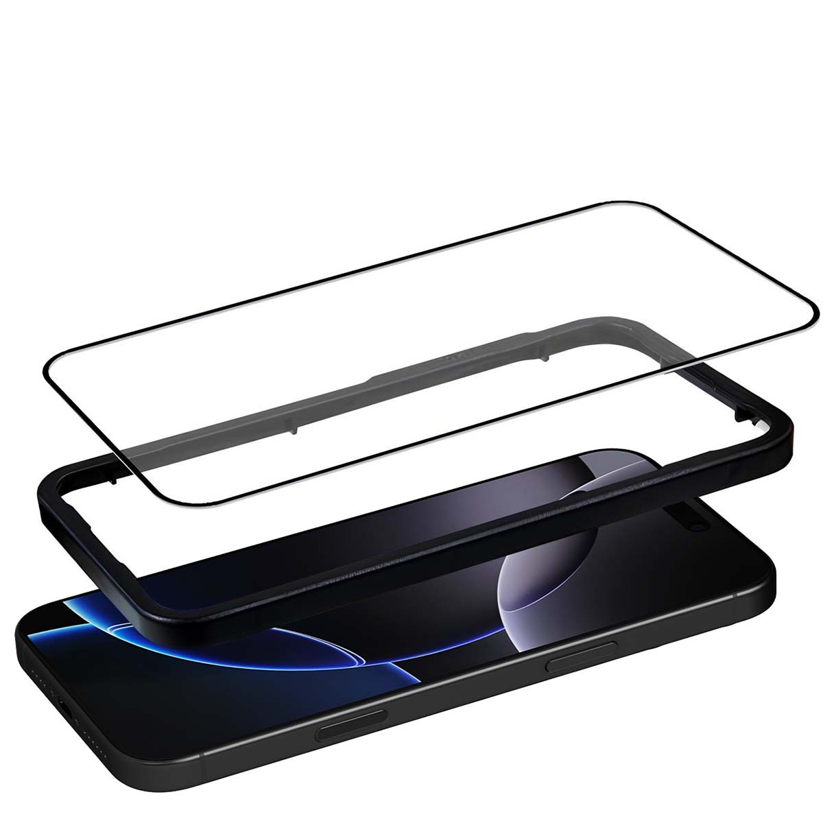 Protection écran iPhone 16 Pro Max antibactérien verre 3D noir - 3