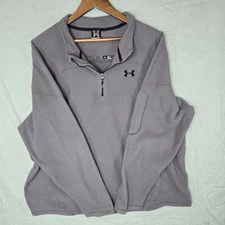 Under Armour Fleece Pullover Mens 3XL Long Sleeve 1/4 Zip Gray Spell out Jersey