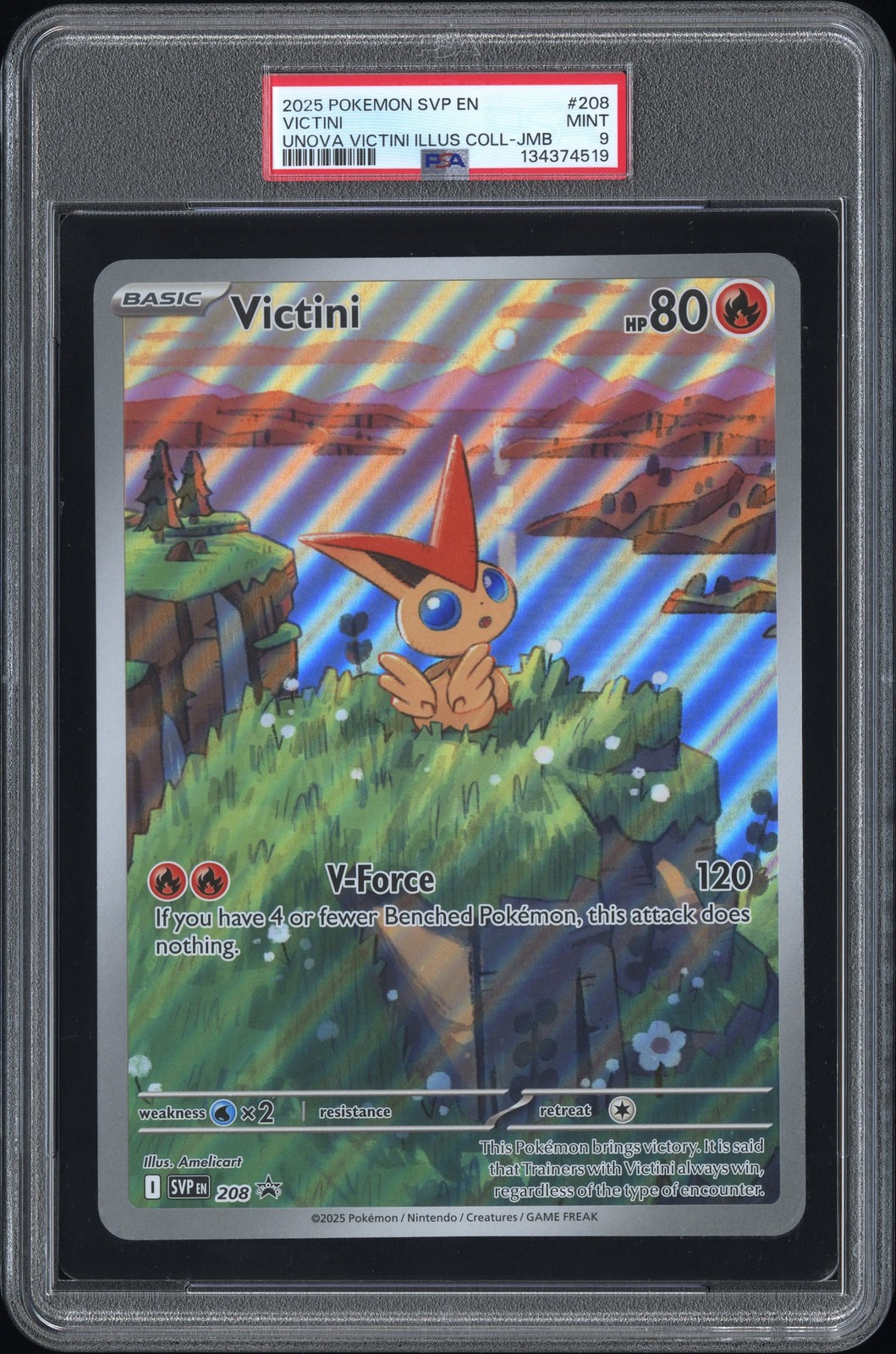 2025 POKEMON SVP EN-SV BLACK STAR PROMO #208 VICTINI PSA 9