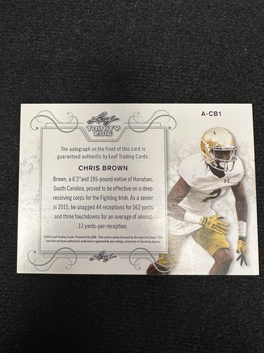 2016 Leaf Chris Brown A-CB1 Irish Signatures “I already miss South Bend” 4/10 - Picture 2 of 2