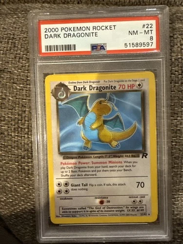 Pokemon Dark Dragonite Team Rocket Unlimited NON Holo Rare #22 PSA 8