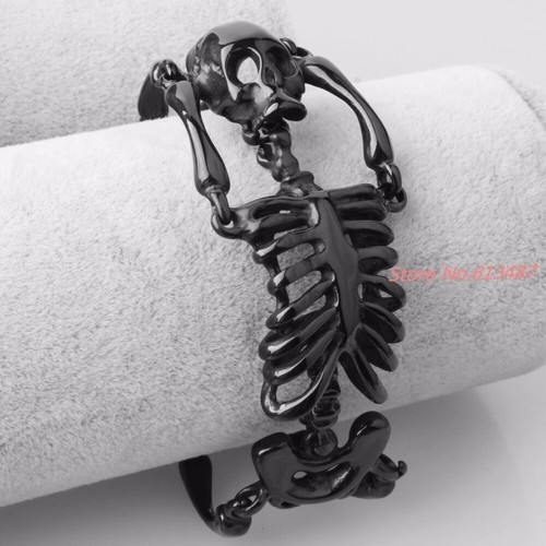 Elliz Clothing's Unisex Stainless Steel Goth Skeleton Bracelet Metal Bangle Brac - Picture 3 of 5
