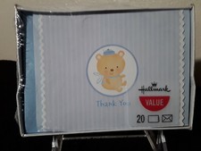 Baby Boy Blue Thank You Cards Teddy Bear Hallmark Cards 20 New Card/Envelopes