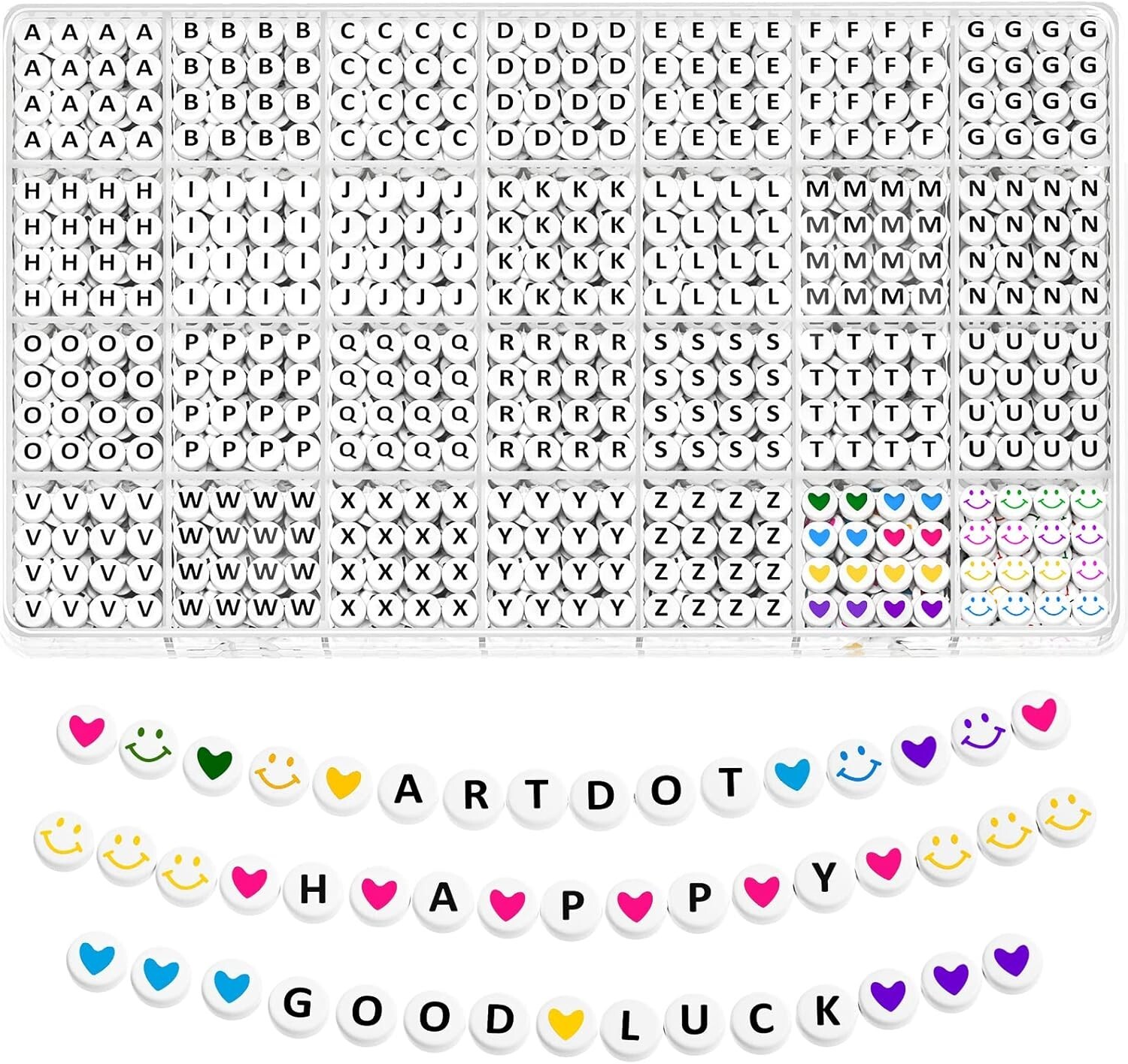 1400-Piece Letter Bead Kit with 28 Preppy Alphabet Styles for DIY Friendship Bracelets