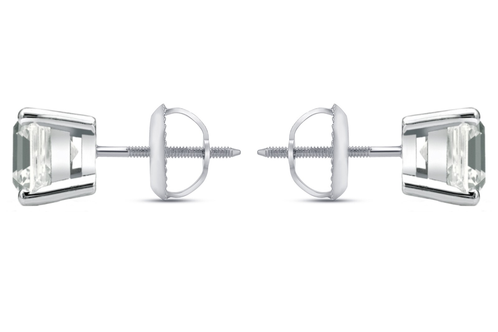 1 Ct Cushion Lab Created Grown Diamond Earrings Studs 18K White Gold E/VVS Screw