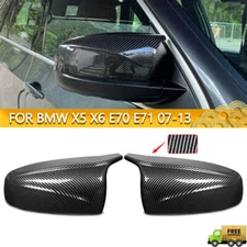 Carbon Fiber Look Side Wing Mirror Cover Cap M Style For BMW X5 X6 E70 E71 07-13