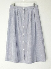 Vintage ALFRED DUNNER Casual Skirt Blue / White Stripes Stretchy Waist  18  03