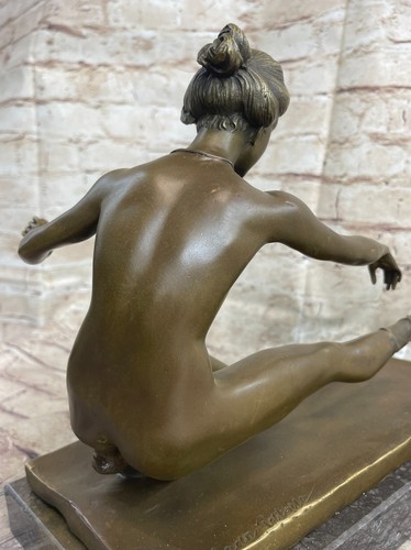 Graceful Nude Ballerina Dancer Girl Female Figure Bronze Sculpture Statue Signed - Picture 8 of 9
