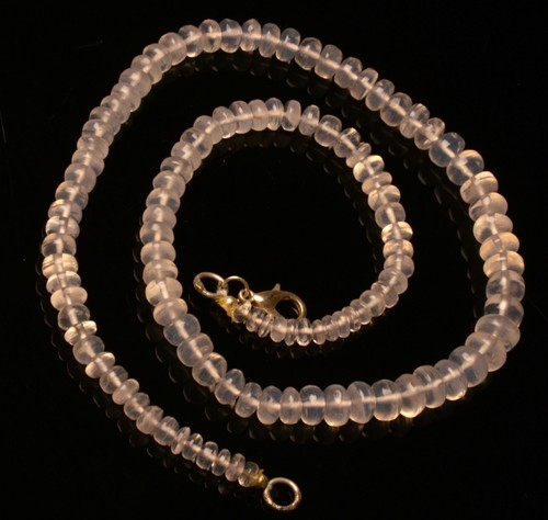 Natural Ice Quartz Gemstone 4 to 7 mm Smooth Rondelle Shape Beads 16" Necklace - Picture 4 of 6
