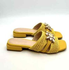 Ciabatta Lorenzo Mari, Acces. Gioiello in Rafia Gialla H 4 cm art. Fiordaliso 06