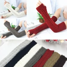 Men Women Knit Sleeve Gloves Wrist Arm Warmer Ride Fingerless Hand Long Mitten 