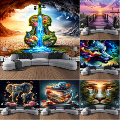 3D Landschaft Wolf Tiger Papagei Wandteppich Wandbehang Schlafzimmer Hintergrund
