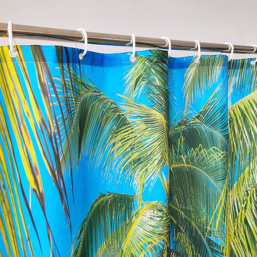 Waterproof Polyester Fabric Bathroom Shower Curtain Splash Proof with 12 Hooks - Picture 128 of 179