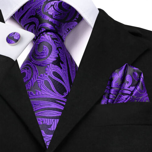 Reino Unido 100 % seda para hombre corbata de cachemira conjunto de corbatas azules a rayas florales negras corbatas de boda - Imagen 218 de 248