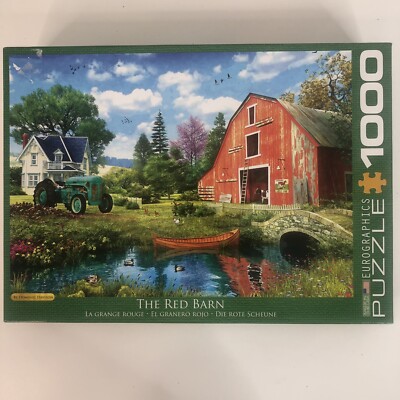 Eurographics The Red Barn 1000 Pc Puzzle Farmhouse Tractor Pond Chicken ...