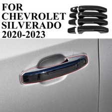 Cubierta de manija de puerta estilo fibra de carbono para Chevrolet Silverado (con botones)