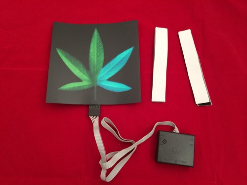 sound Activated DJ LED Flashing Light UP MARIJUANA LEAF W SENSOR FOR ANY T SHIRT - Picture 1 of 12