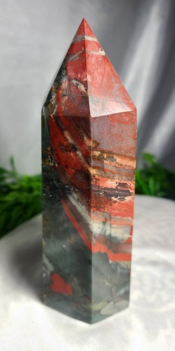 XXX GRANDE 6" 803g Grueso Hermosa Piedra de Sangre Africana Cuarzo Obelisco Punta de Torre - Imagen 2 de 15