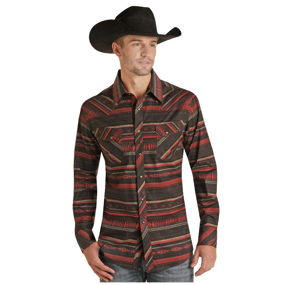 Тонкие повседневные рубашки на пуговицах с длинным рукавом в стиле вестерн для мужчин Panhandle