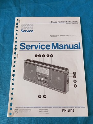 D1670 Stereo Portable Radio Vintage PHILIPS SERVICE MANUAL ORIGINAL - Schaltplan