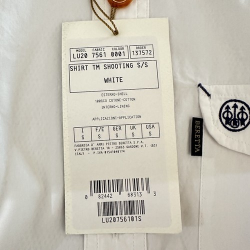 Beretta Mens White Button Down Shooting Shirt Sz S Vented Back Quilted Shoulder - 第 10/10 張圖片