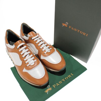 Pastori NWB Thrax Casual Sneakers Size 44 US 11 in Brown & White Leather