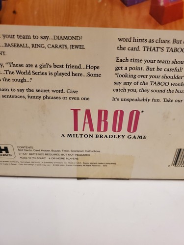 Taboo Board Game The Game Of Unspeakable Fun Complete Good Vintage 1989 - Picture 7 of 19