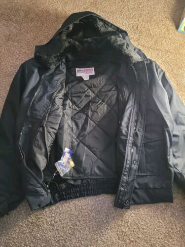 National Patrol Garda World Black Zip Button Mens X-Large Fur Security Jacket - Picture 2 of 3