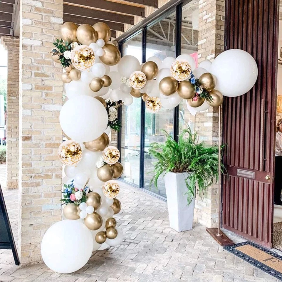Balloon Garland Arch Kit-144 Pcs White and Gold Balloons-Wedding Birthday Party - Image 2 of 4