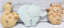 Lil' Noah Set of 3, 3.5" Animal Wall Hangings with Hooks, New in Box