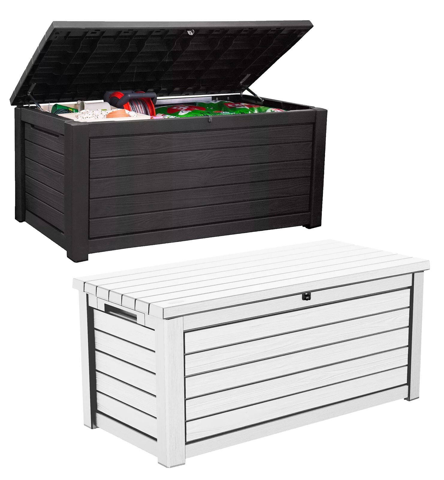 Keter 165 Gallon Outdoor Deck Box Patio Storage 2 Seat Bench