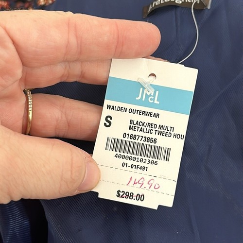 Chaqueta Walden J Mclaughlin Mujer Pequeña Tweed Metálica Pata de Gallo Prendas Exteriores NUEVA - Imagen 3 de 11