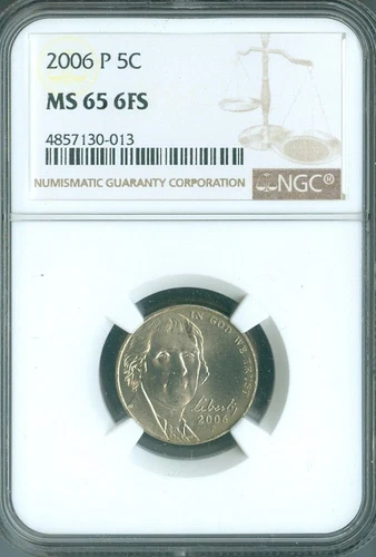 2006 P Jefferson Nickel NGC MS65 FS Quality