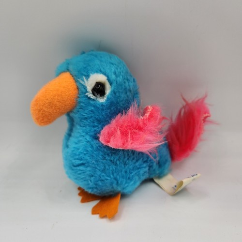 Vintage Brechner Plush Bird Pink & Blue Stuffed Animal Toy - Picture 1 of 6