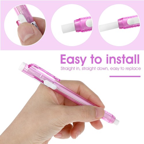 Pen Style Erasers Set Blue Gray Retractable Mechanical with Refills 2 Pack - Picture 7 of 7