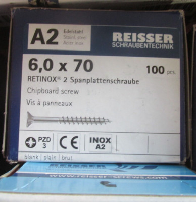 Reisser Edelstahl Holzschrauben  6x70mm 100Stück  PZ3  INOX A2 / LiReg2