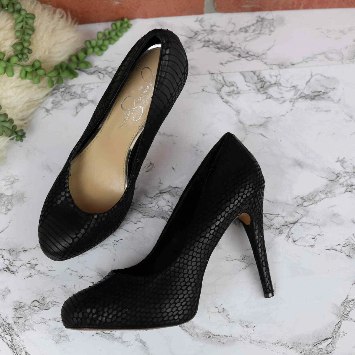 Jessica simpson black snakeskin best sale heels