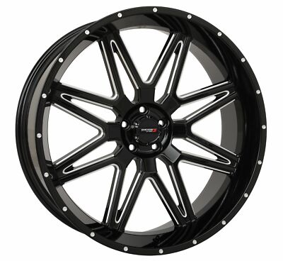 SYSTEM 3 ST7 WHEEL 24X9 5+4 (0MM) 5/4.5 GLOSS BLACK MILLED 24S3-7255