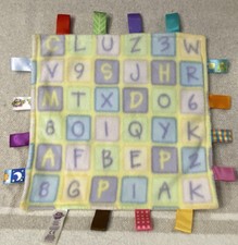 TAGGIES 2011 LETTERS NUMBERS BABY SECURITY BLANKET PLUSH SOFT YELLOW GREEN BLUE