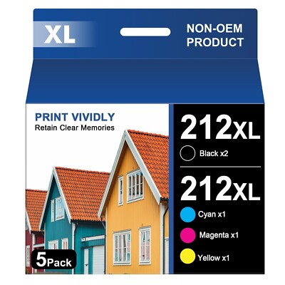 5PK 212XL T212 Ink Cartridges For Epson Workforce WF-2830 XP-4100 XP4105 Printer
