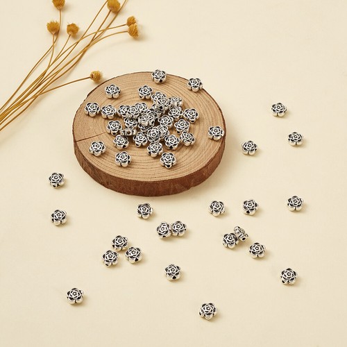 100pcs Tibetan Silver Alloy Metal Flower Beads Mini Spacer Beads Crafting 7x4mm - Picture 5 of 10