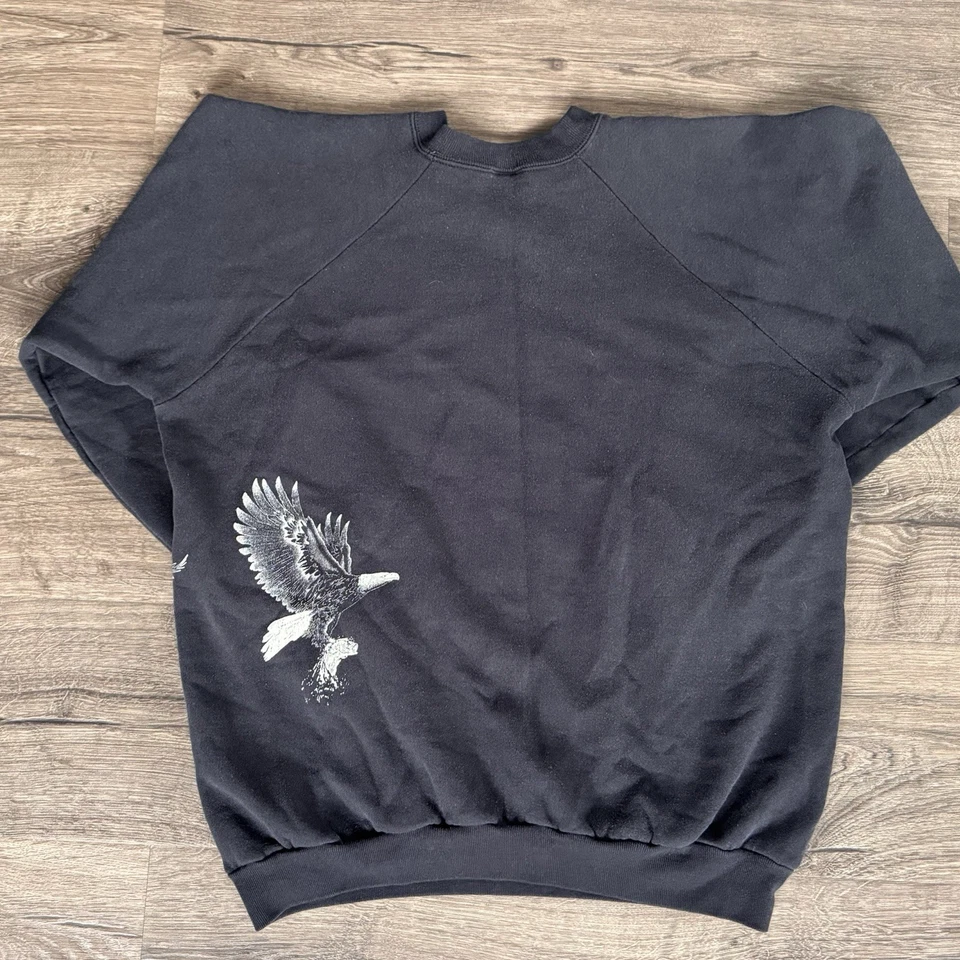 Sudadera De Colección Años 90 Águila Calva Cuello Redondo Adulto XL Animal Naturaleza Hecha en EE. UU. Sudadera con Capucha Foto 3 de 4