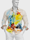 Robert Graham XXL Watercolor Abstract Art Linen Shirt Multicolor Long Sleeve Rar