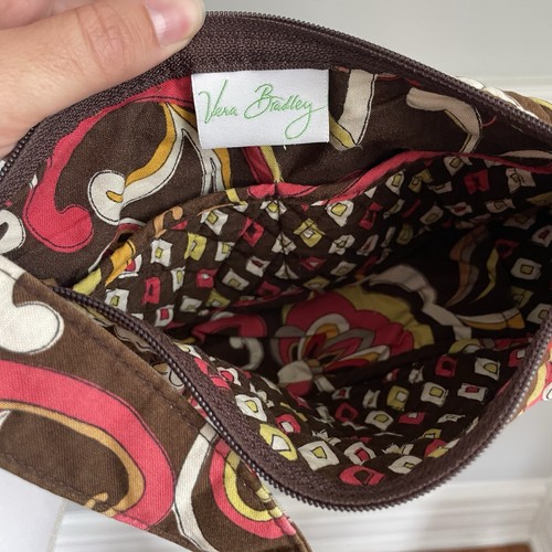 Vera Bradley Small Handbag Brown And Pink Quilted Zipper Purse Shoulder bag - Picture 7 of 8