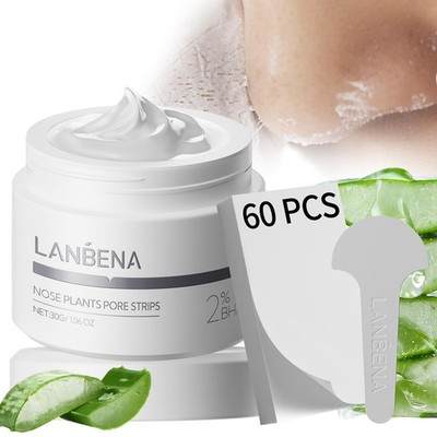 LANBENA Mitesserentferner Nasenporenstreifen für Gesicht, 120 g (1er Pack), weiß 