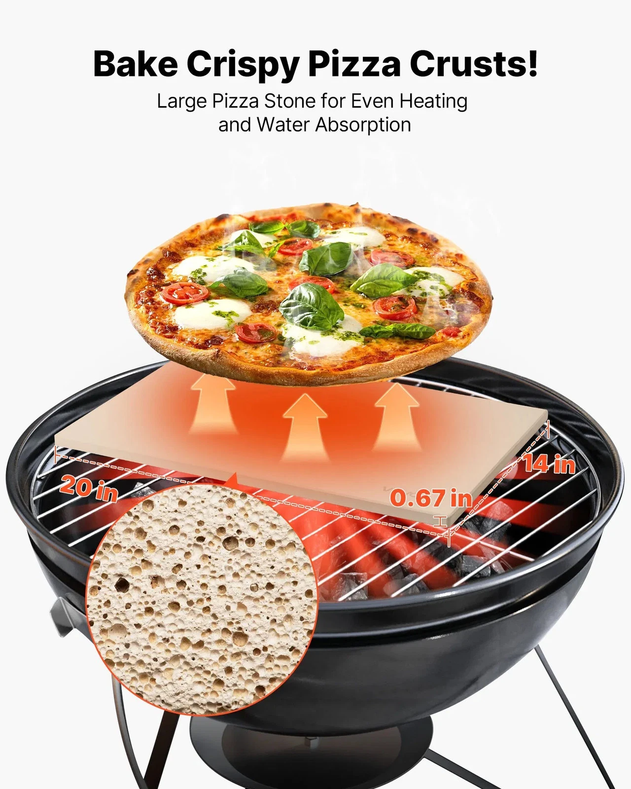Pizza Stone, 20 x 14 x 0.67 in Rectangular Pizza Stone, Extra Large Baking-Stone