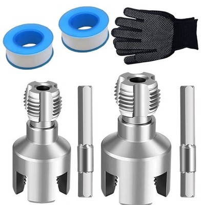 Carbon Steel Pipes Threading Tool Set For Plumbing Work Includes PTFE Tape And