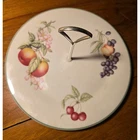 Stangl Colonial Silver 5151 Hand Painted Fruit Cherry Apple Grape Stand Server