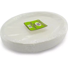 White Plastic Oval Plates 29cm x  23 cm Party Event BBQ Buffet Reusable