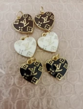 6  Pc Set Designer Zipper Pull L V  Button Gold Charm Pendant 